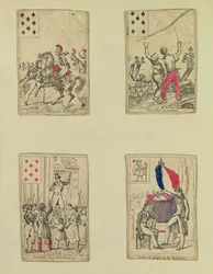 Vier speelkaarten ter herdenking van de helden van juli 1830, 1831